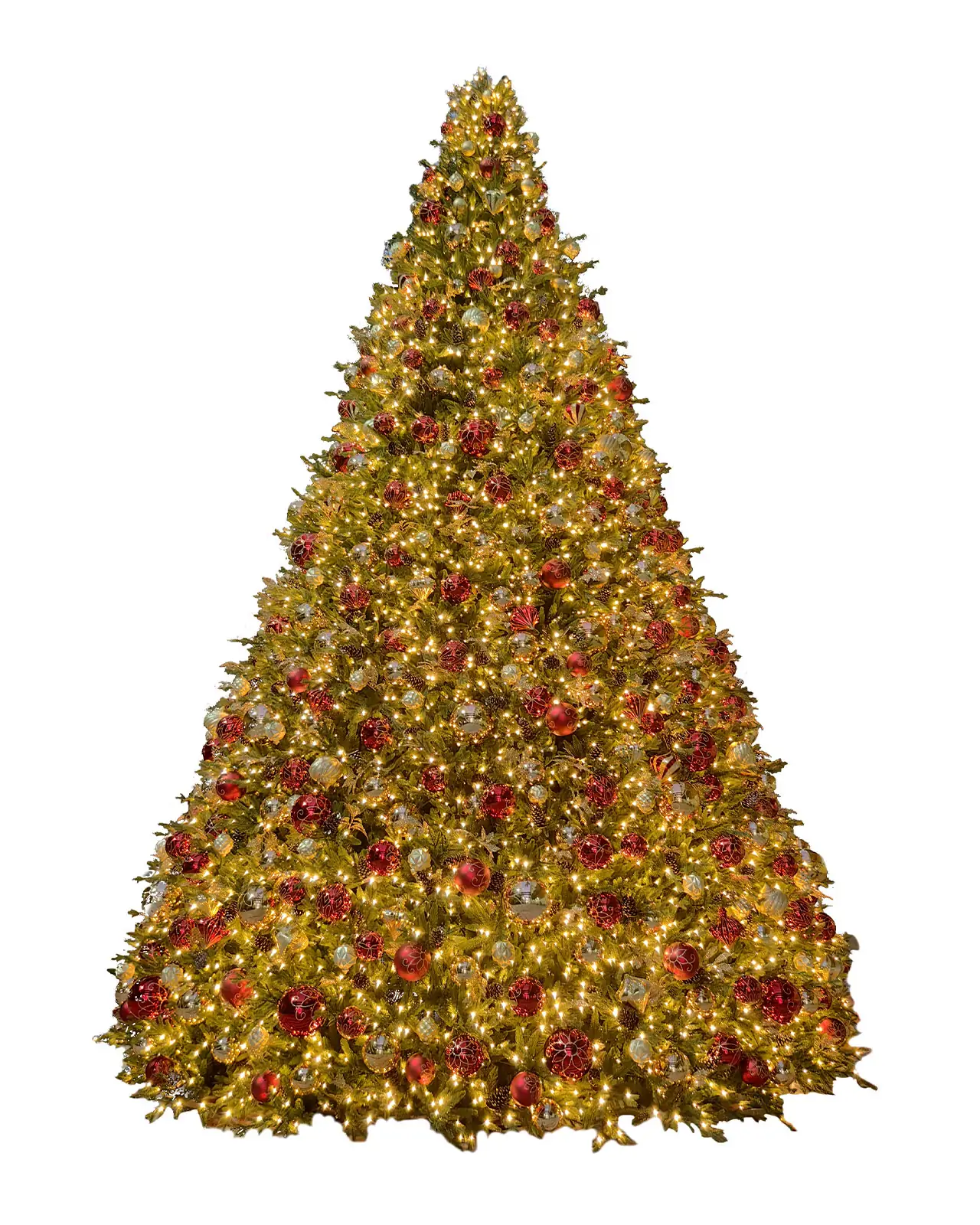 Pre-Lit Giant Panel Tree w/ Warm White LED Lights- Decorated