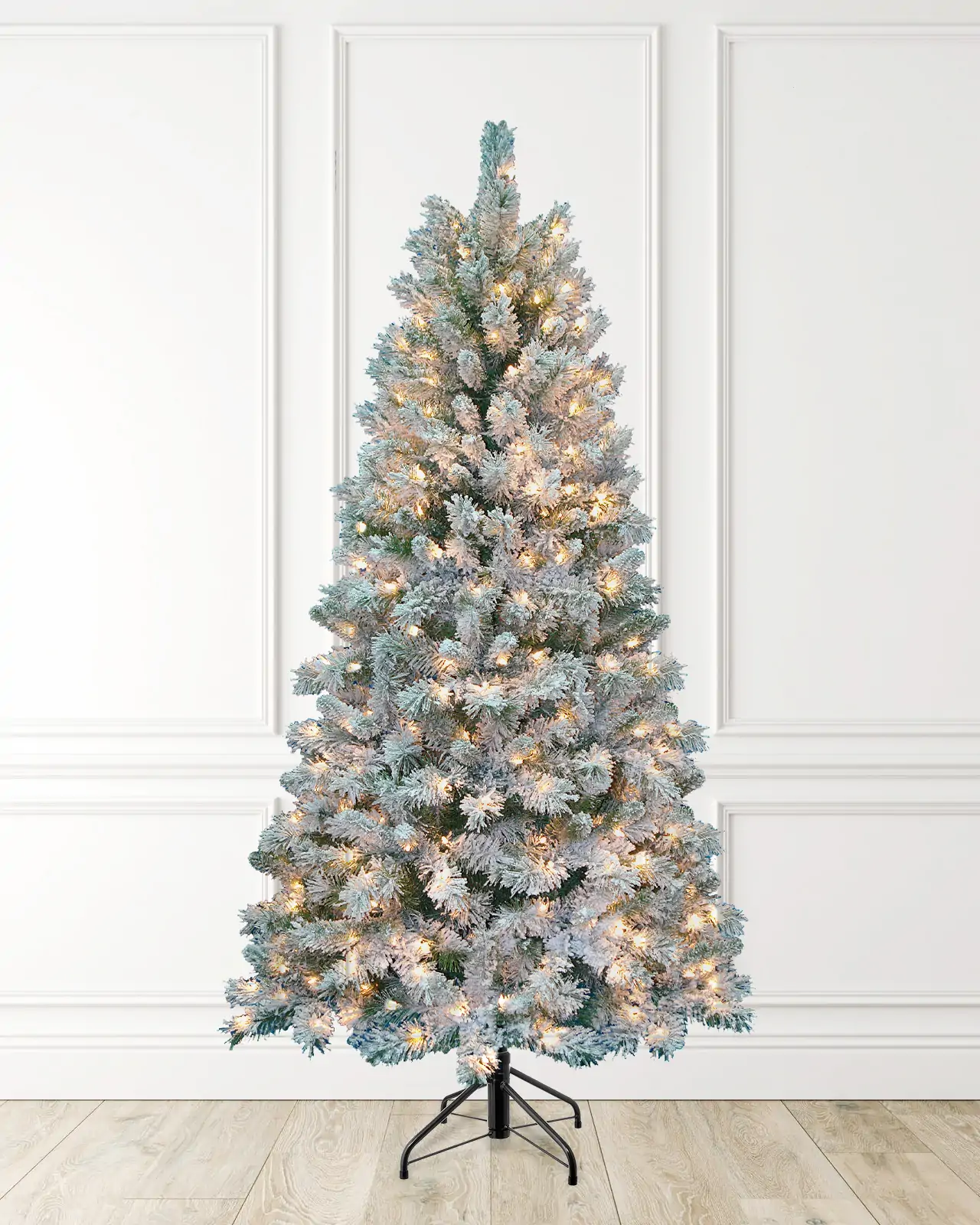 Pre-Lit Flocked Spruce Tree