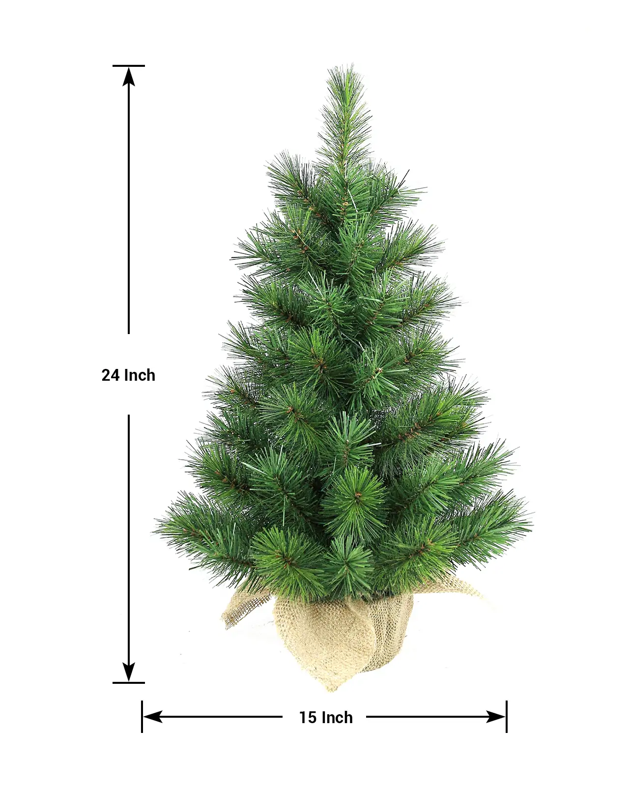 Green Spruce Table Top Burlap Tree