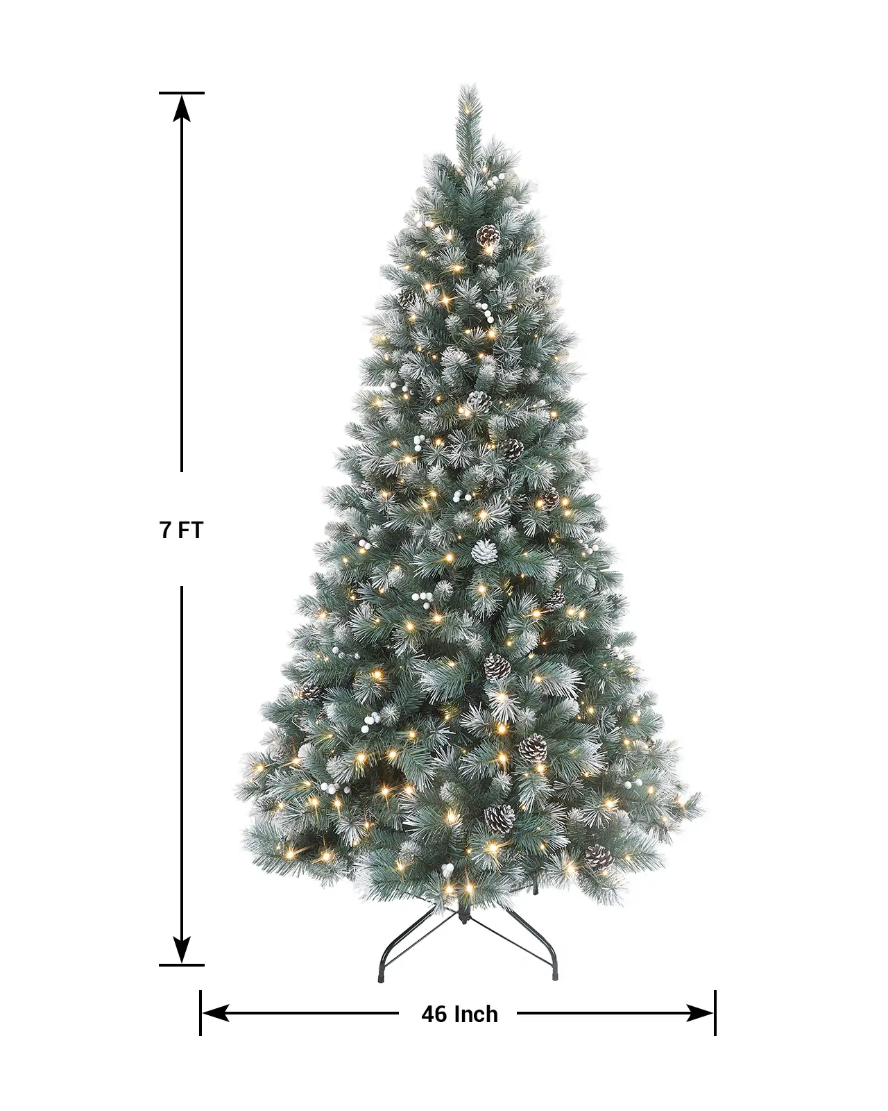 Pre-Lit Frosted Blue Spruce w/ Pinecones& white Berries
