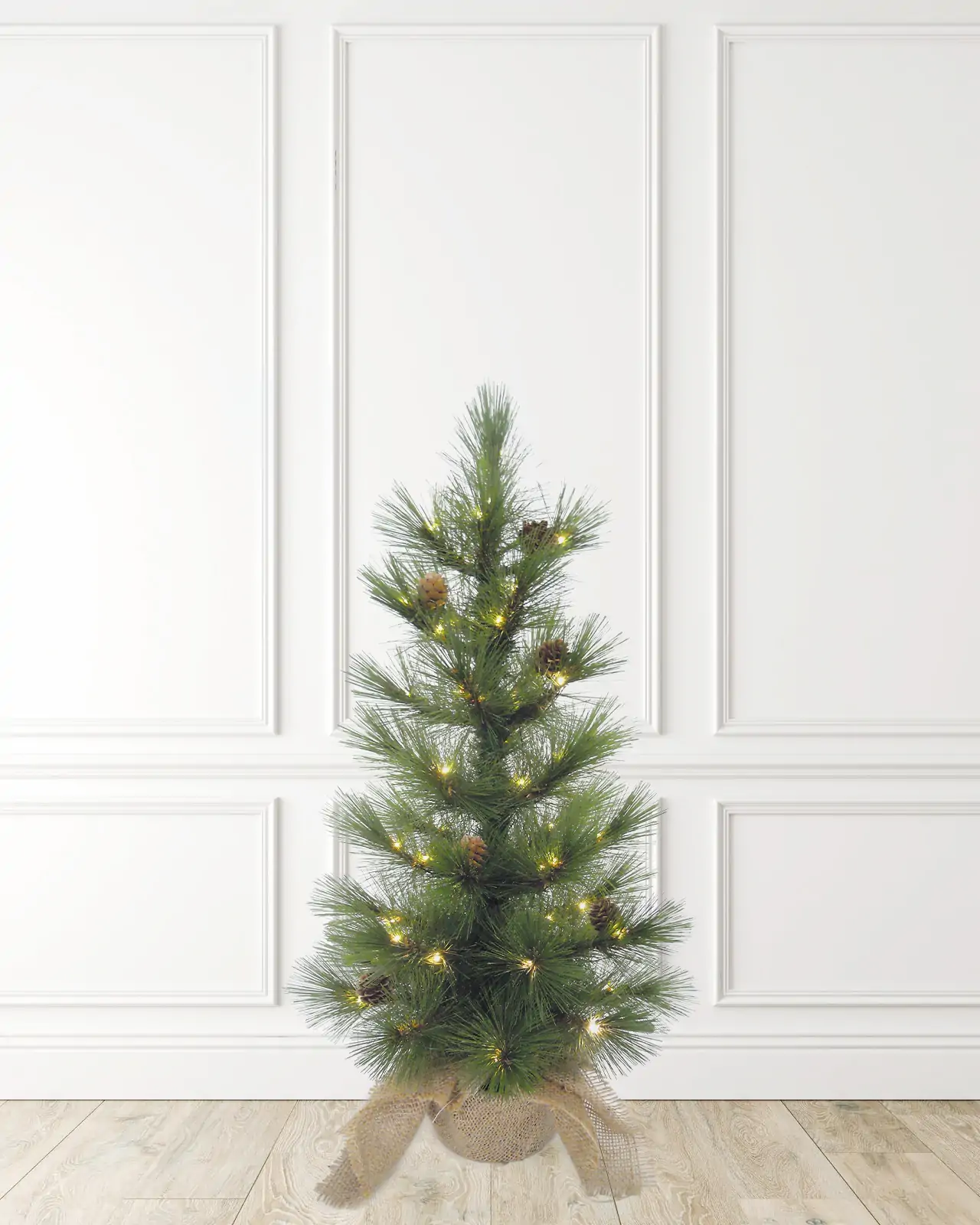 Pre-Lit Green Table Top Burlap Tree