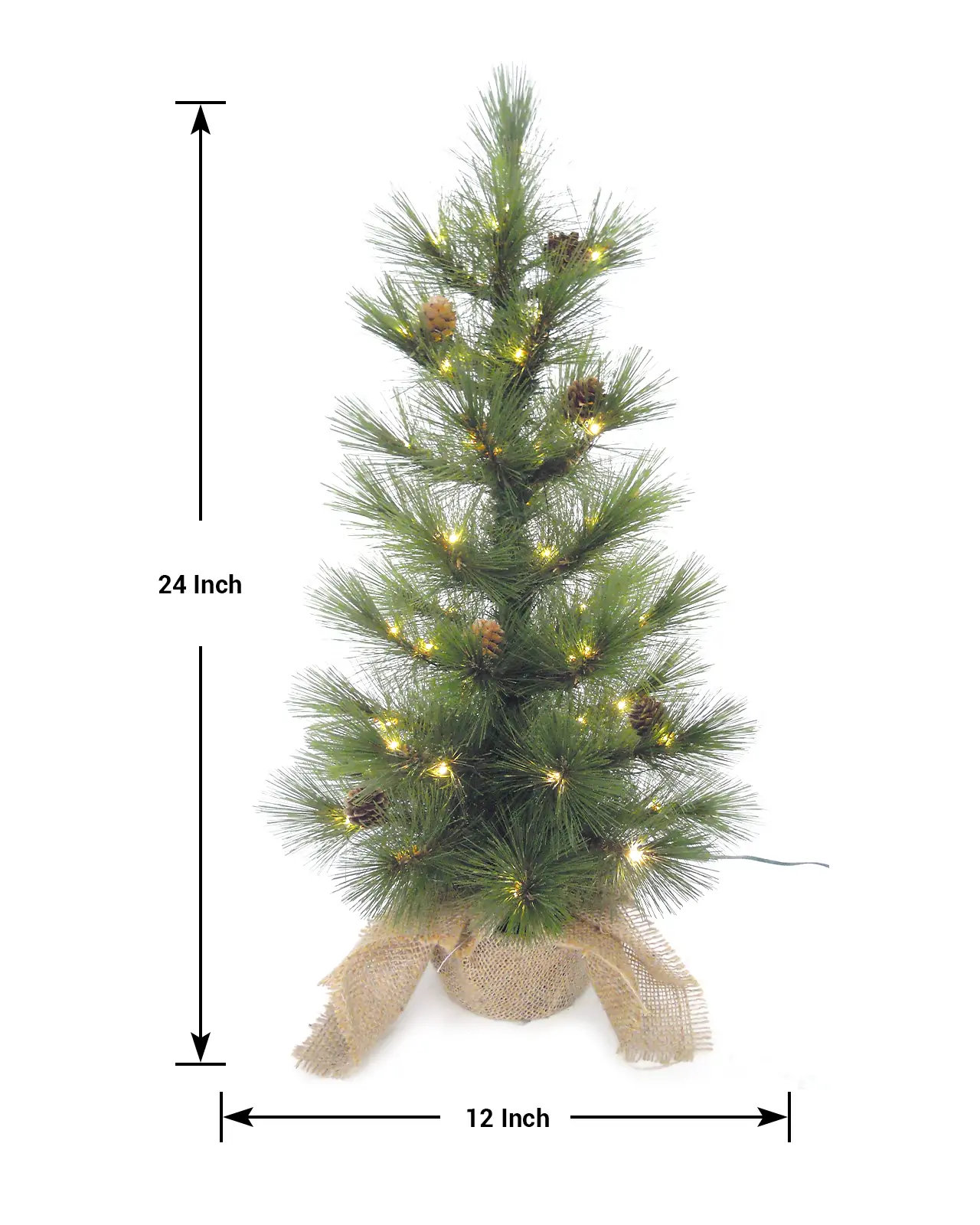 Pre-Lit Green Table Top Burlap Tree