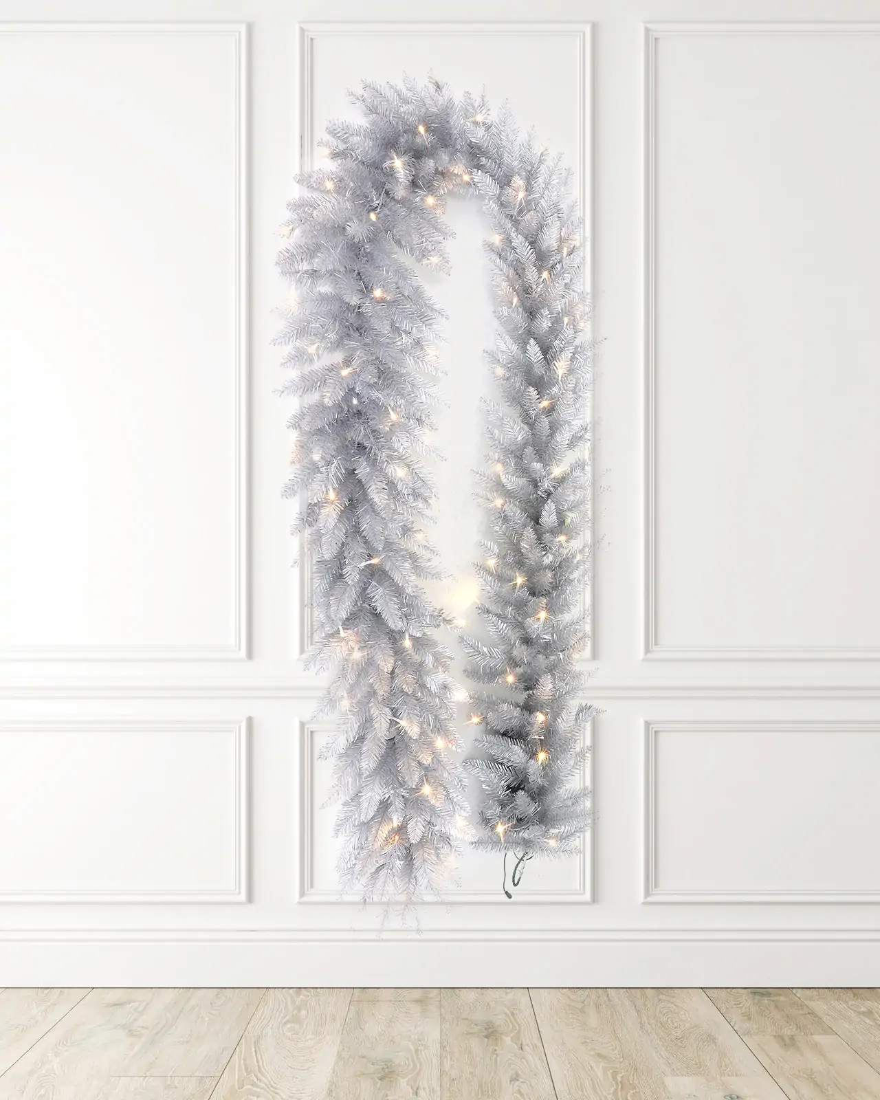 Pre-Lit Silver Tinsel Garland