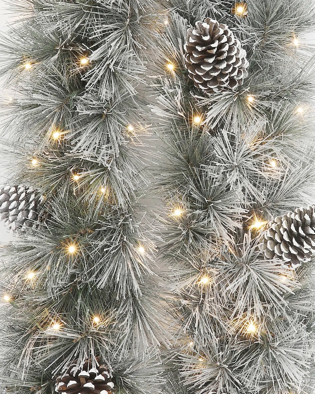 Pre-Lit Frosted Pine Garland w/ Pinecones