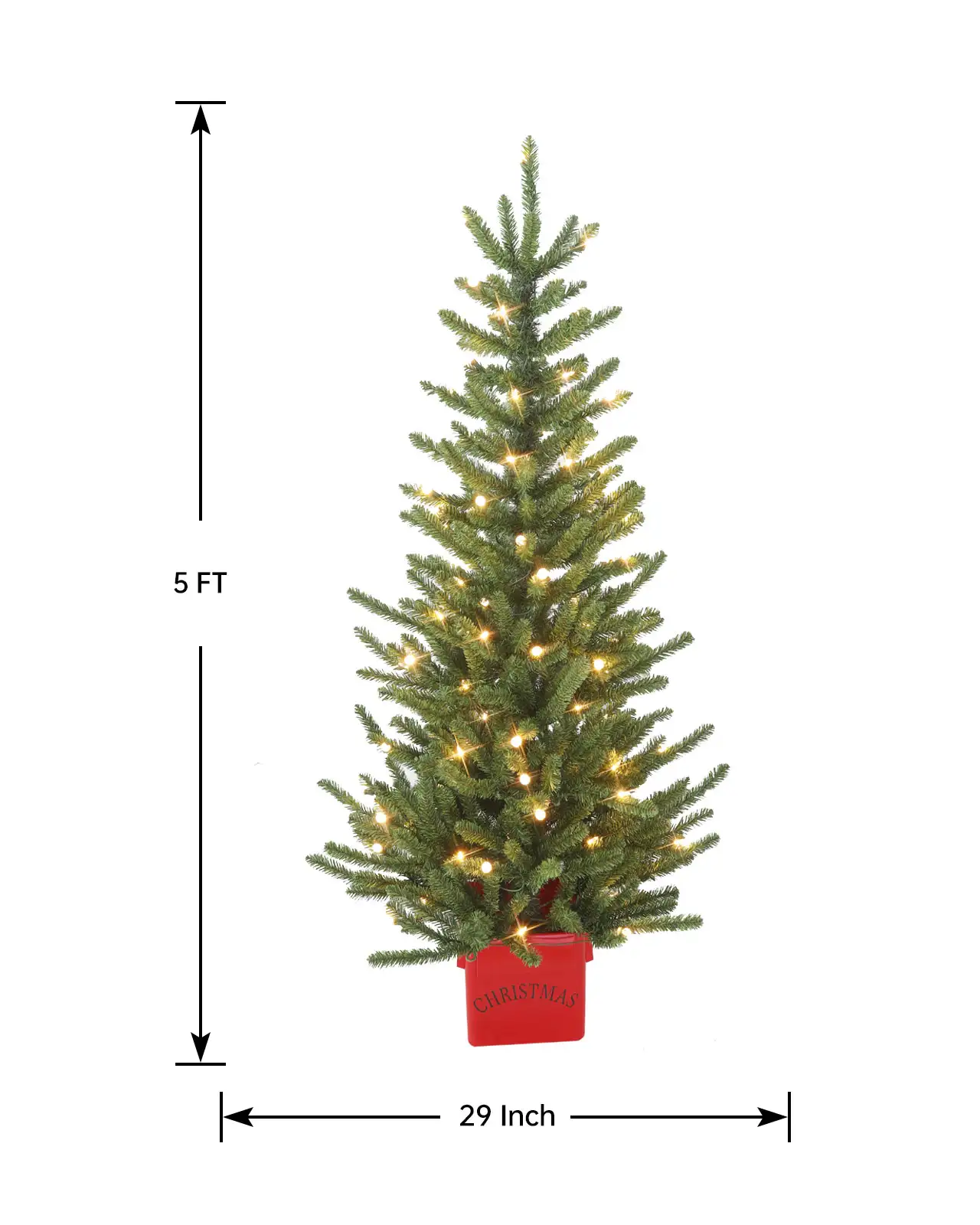 Pre-Lit Gree Spruce Tree w/Pot
