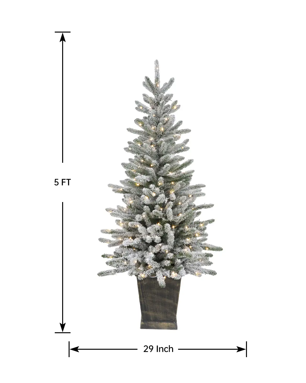 Pre-Lit Flocked Spruce Tree w/Pot