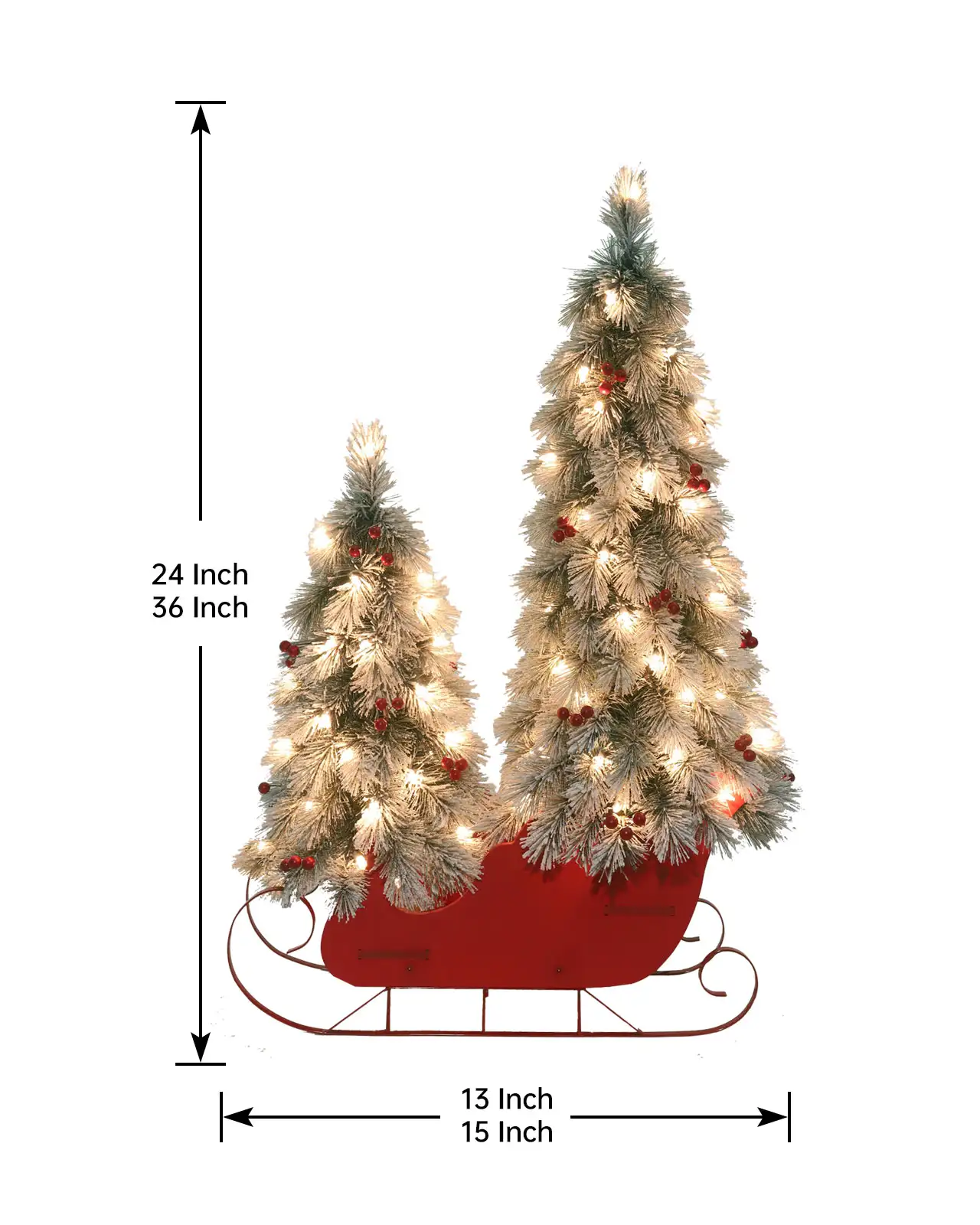 Pre-Lit Flocked Pine Tree w/Sled