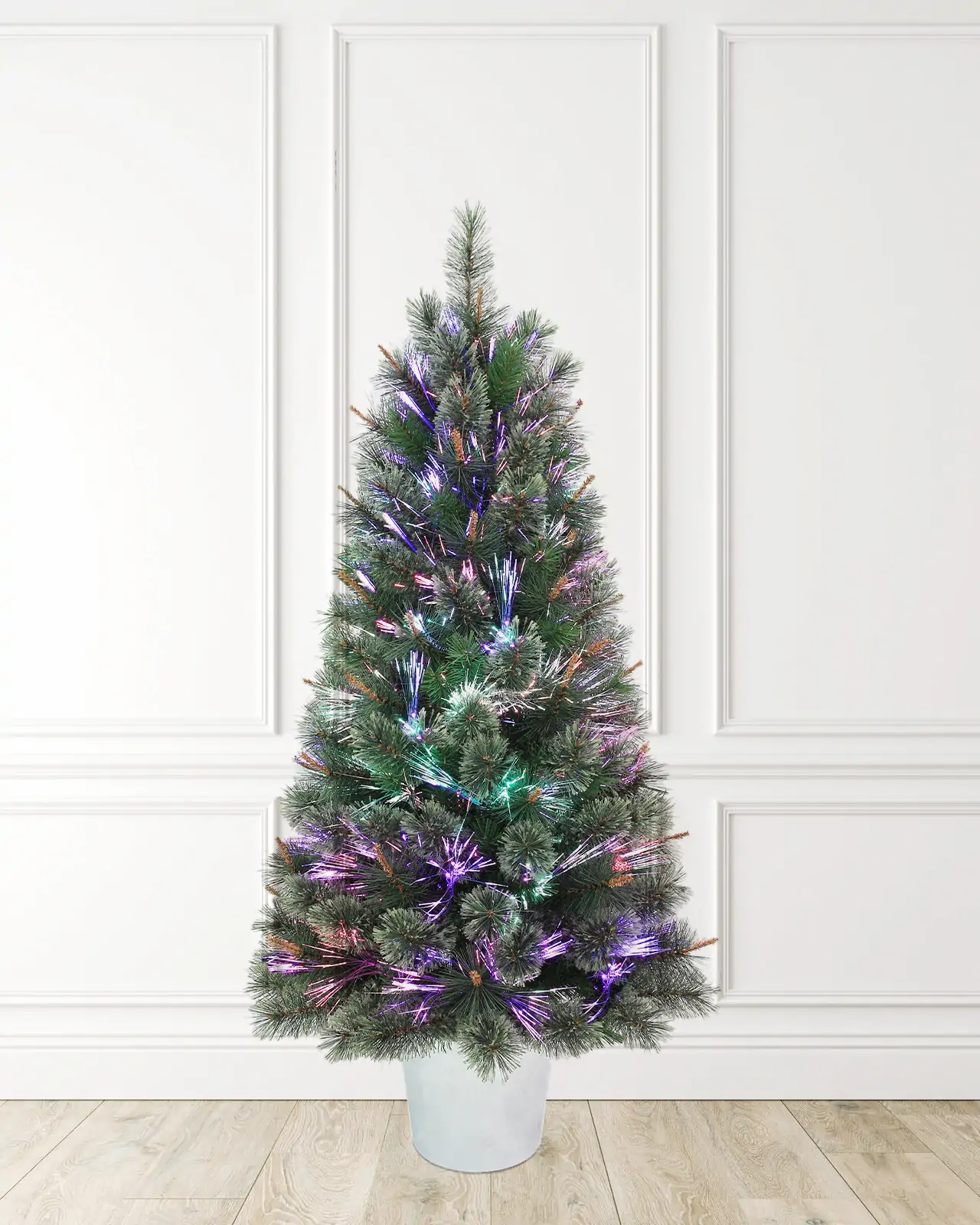 Pre-Lit Green Pine Fiber Optic Tree w/ Pot