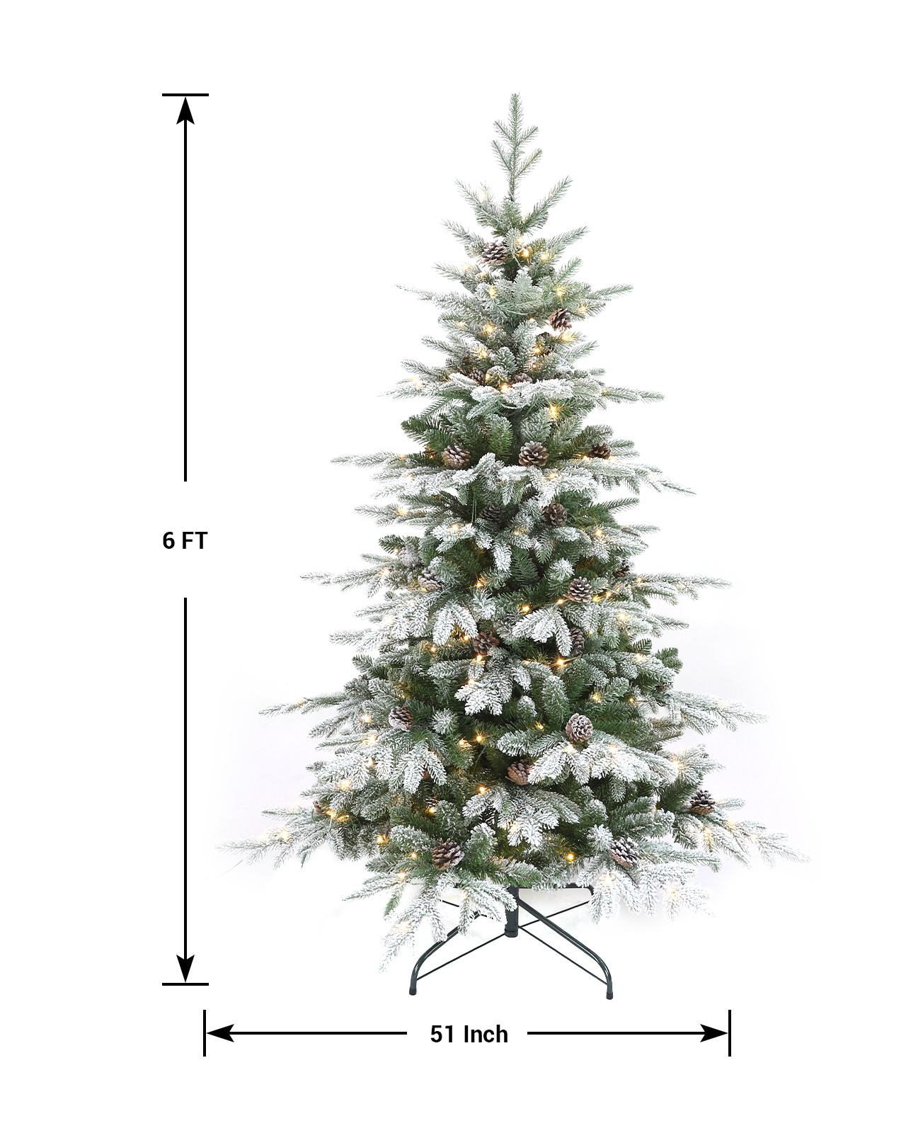 Pre-Lit Flocked Spruce Tree w/ Pinecones