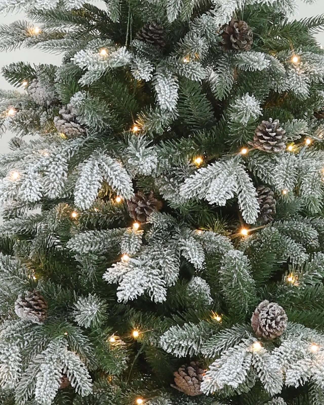 Pre-Lit Flocked Spruce Tree w/ Pinecones