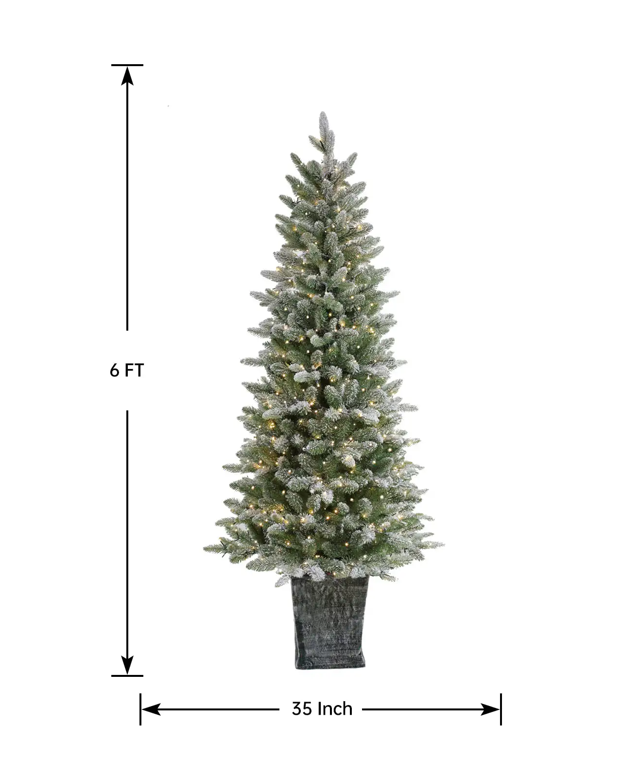 Pre-Lit Flocked Fir Tree w/Pot
