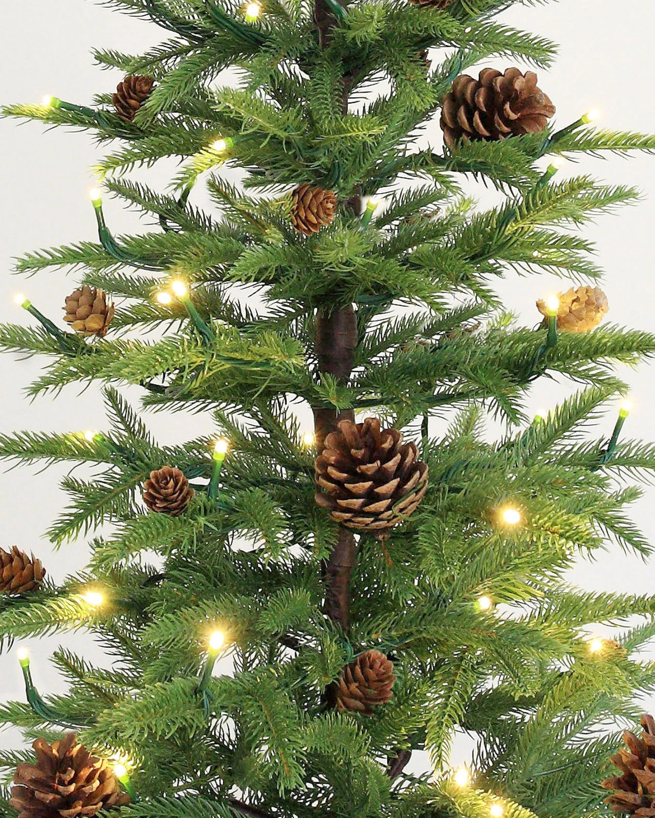 Pre-Lit Green Fir Tree w/Pot, Pinecones