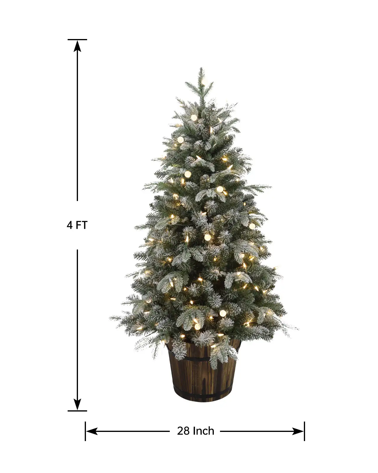 Pre-Lit Flocked Fir Tree w/Pot