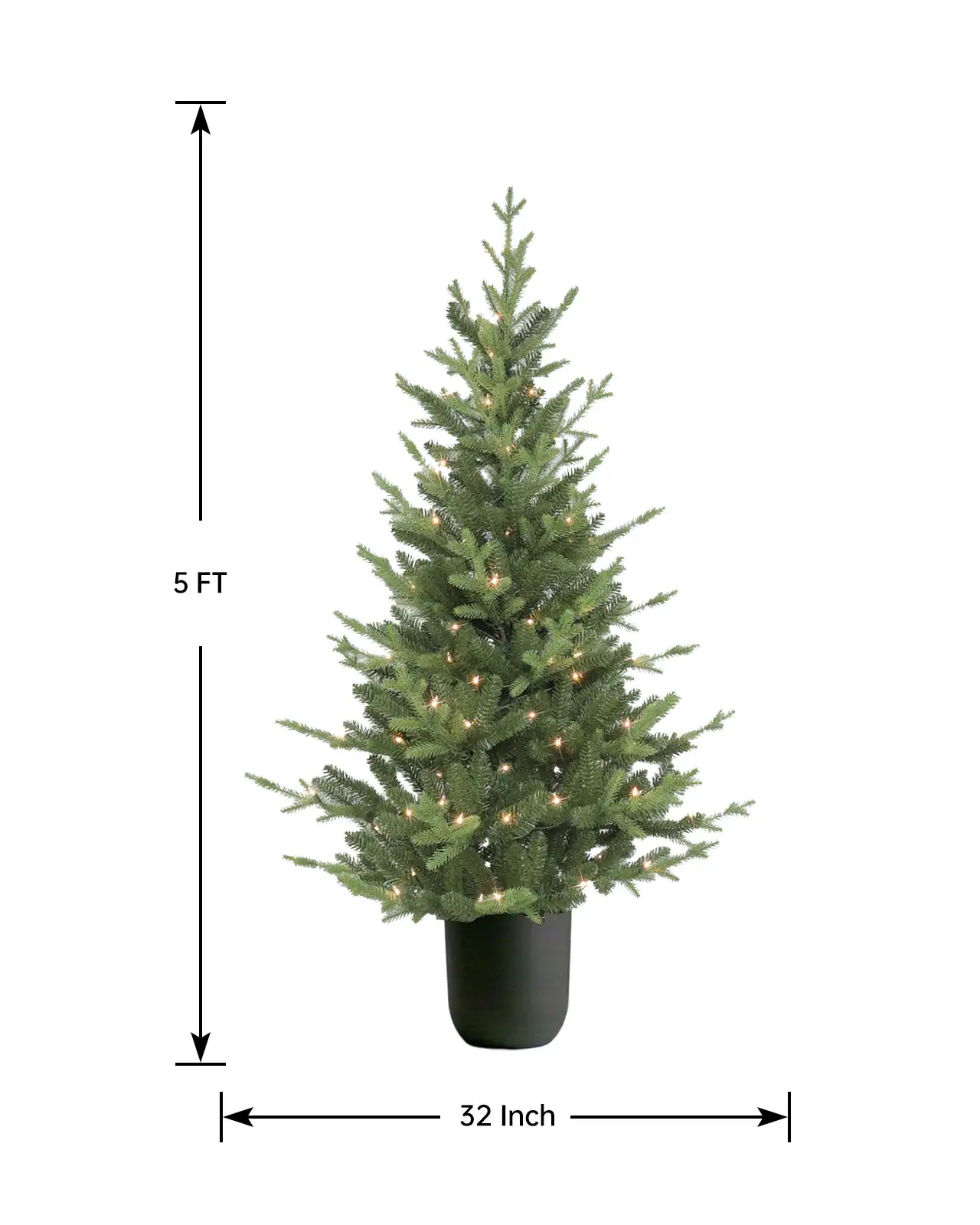Pre-Lit Green Fir Tree w/Pot
