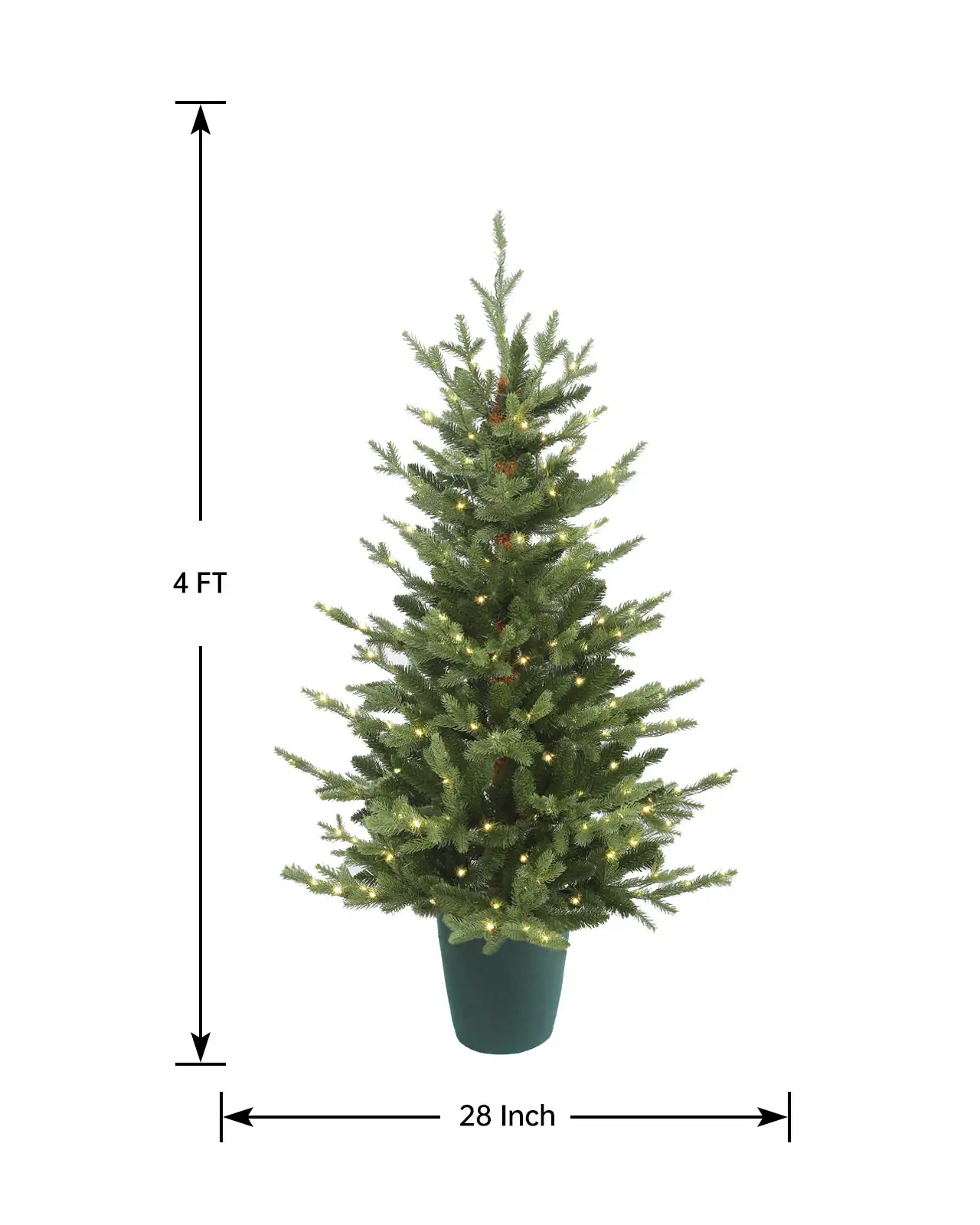 Pre-Lit Green Fir Tree w/Pot