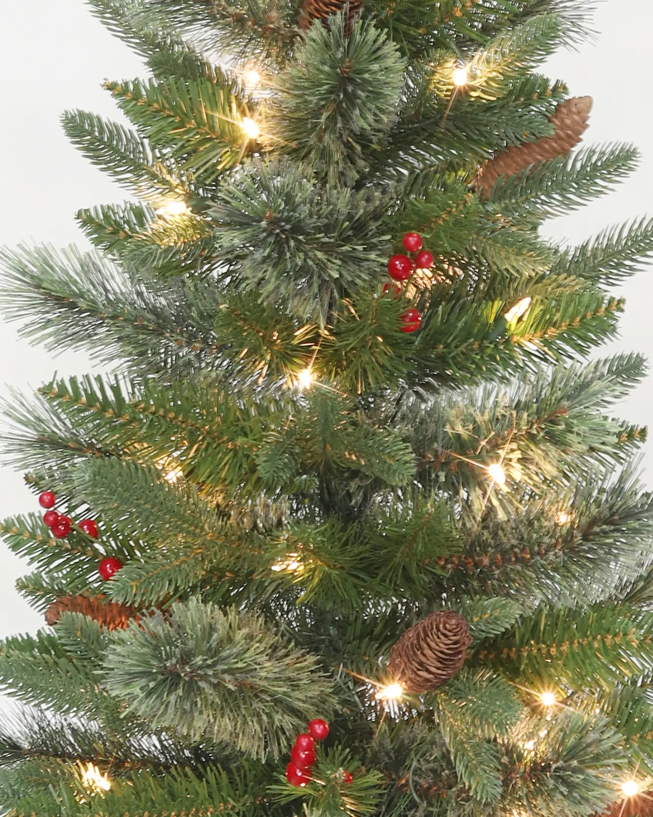 Pre-Lit Green Pine Tree w/Pot, Pinecones& Red Berries