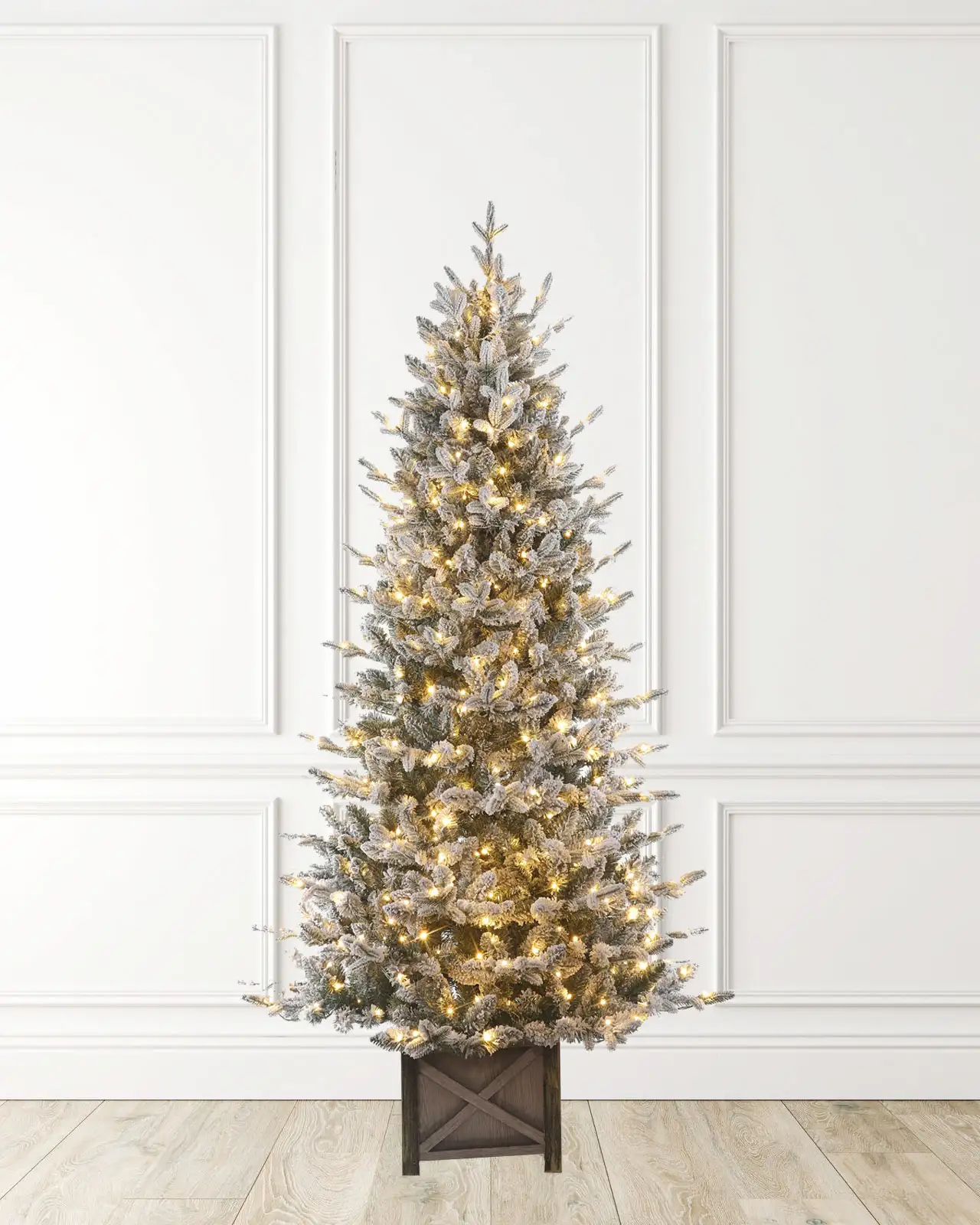 Pre-Lit Flocked Fir Tree w/Pot