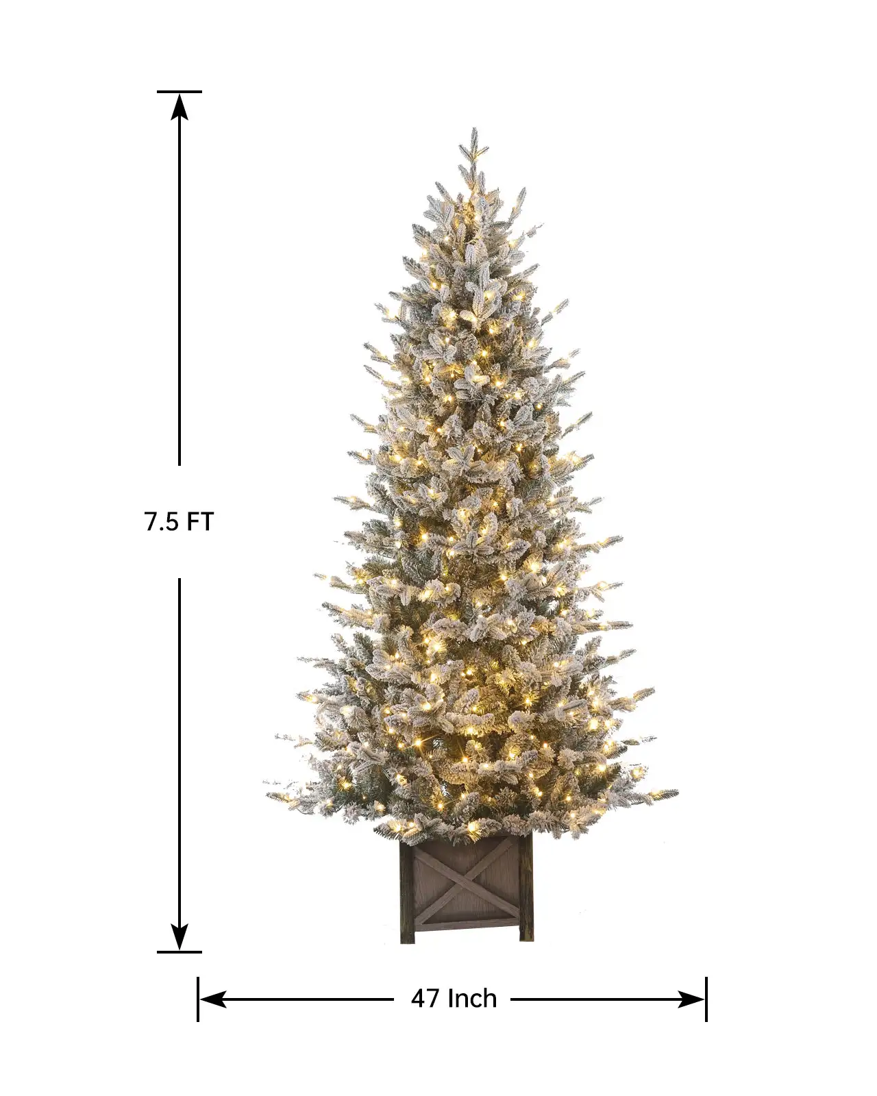 Pre-Lit Flocked Fir Tree w/Pot