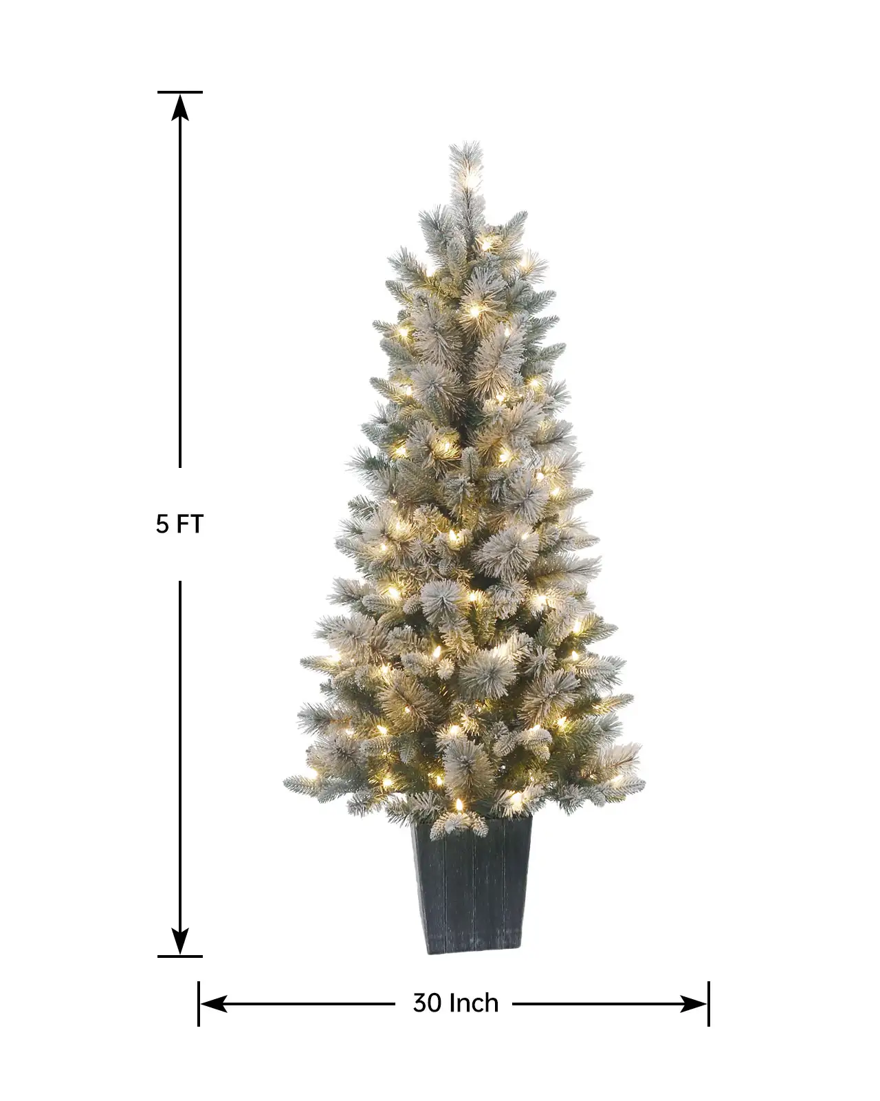Pre-Lit Flocked Pine Tree w/Pot