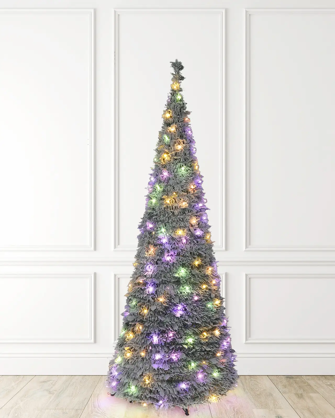 Pre-Lit Flocked Pop-up Tree